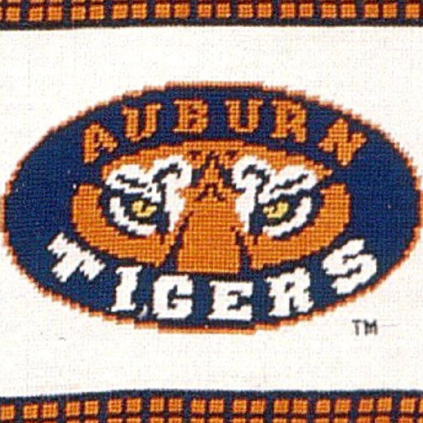 Handmade Wool Needlepoint Pillow Cover - Decorative Throw Cushion Cover - Vintage Floral Embroidery Design Auburn University of AL, Auburn Tiger