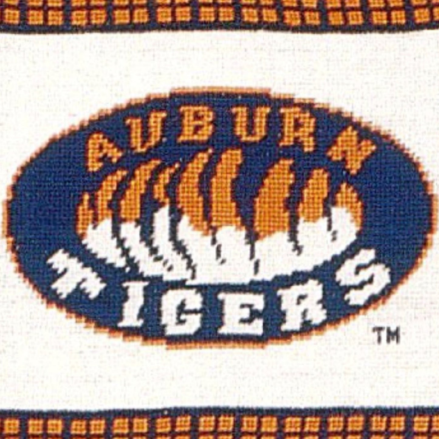 Handmade Wool Needlepoint Pillow Cover - Decorative Throw Cushion Cover - Vintage Floral Embroidery Design Auburn Tigers