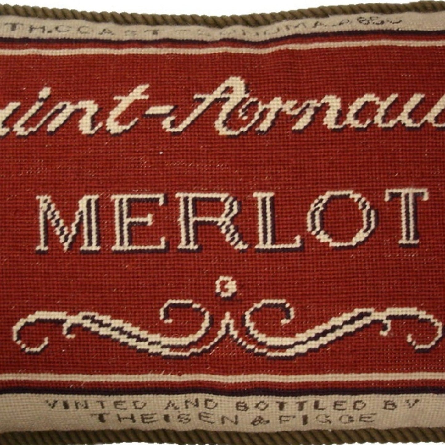 Handmade Wool Needlepoint Pillow Cover - Decorative Throw Cushion Cover - Vintage Floral Embroidery Design with  Angela Staehling designSaint-Arnauld with cording