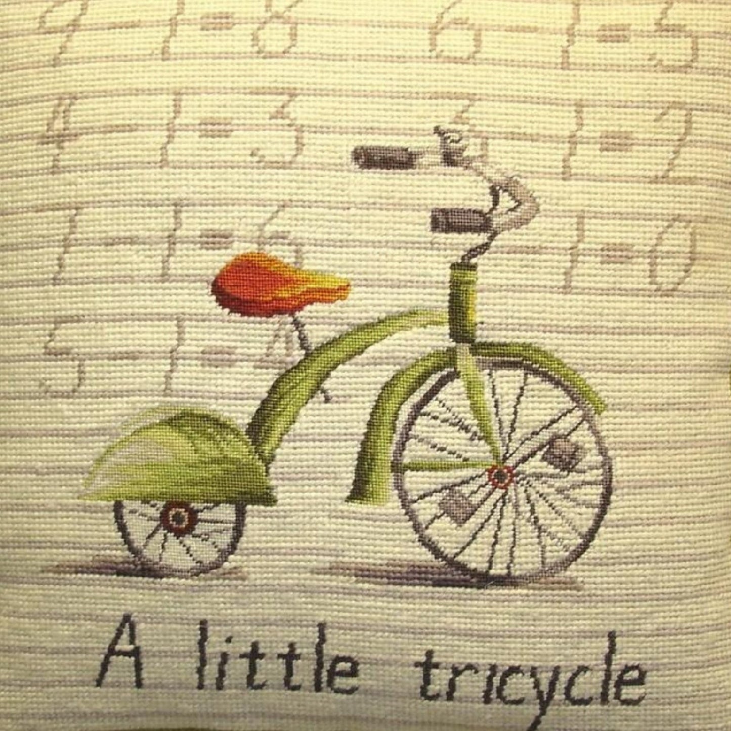 Handmade Wool Needlepoint Pillow Cover - Decorative Throw Cushion Cover - Vintage Floral Embroidery Design Tricycle Lauren Hamilton Design