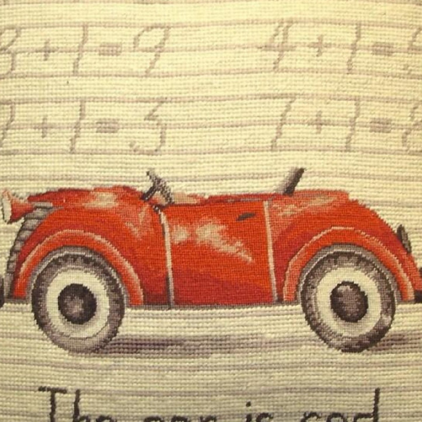 Handmade Wool Needlepoint Pillow Cover - Decorative Throw Cushion Cover - Vintage Floral Embroidery Design Car Lauren Hamilton Design