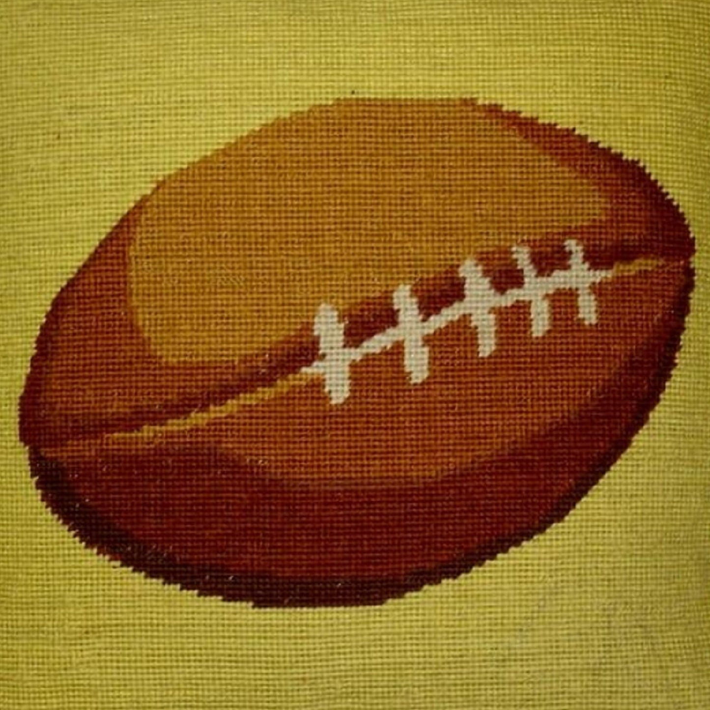Handmade Wool Needlepoint Pillow Cover - Decorative Throw Cushion Cover - Vintage Floral Embroidery Design football