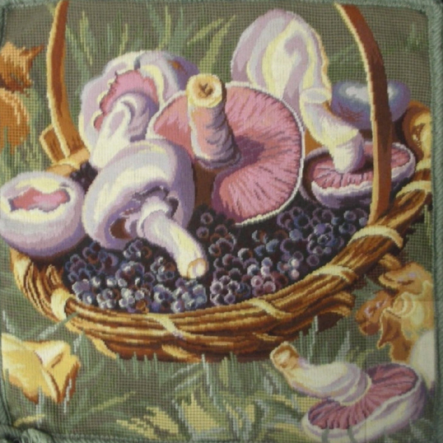 Handmade Wool Needlepoint Pillow Cover - Decorative Throw Cushion Cover - Vintage Floral Embroidery Design 2