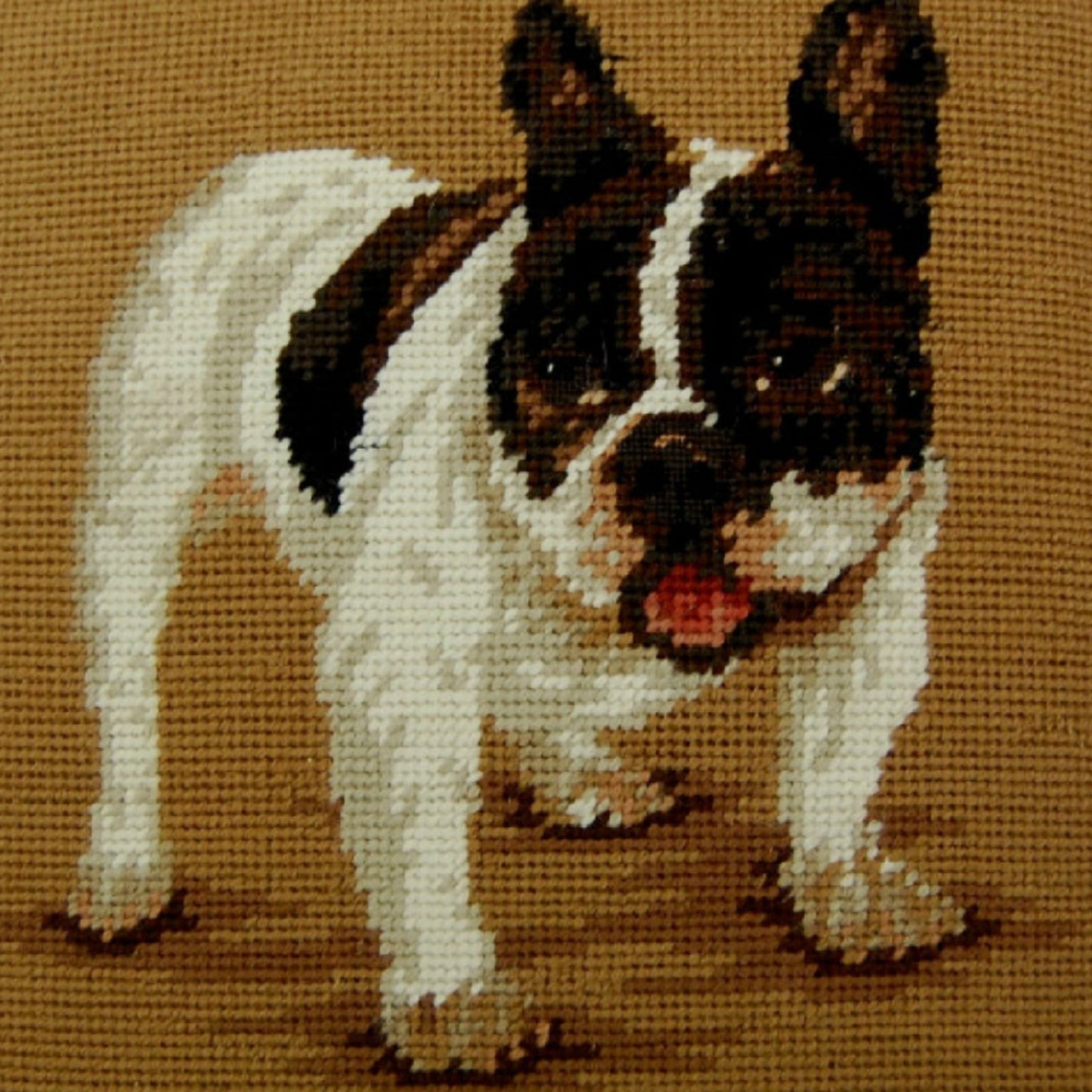 Handmade Wool Needlepoint Pillow Cover - Decorative Throw Cushion Cover - Vintage Floral Embroidery Design on Bulls eyes & nose rest grosspoint