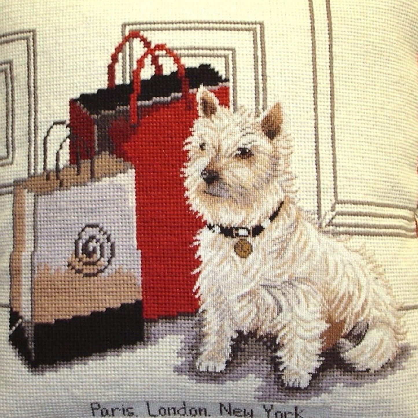 Handmade Wool Needlepoint Pillow Cover - Decorative Throw Cushion Cover - Vintage Floral Embroidery Design  with cording