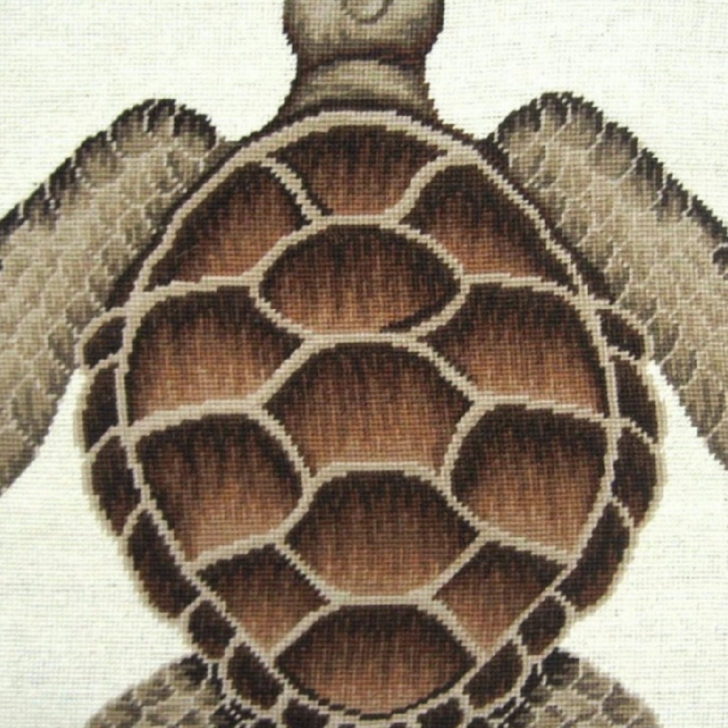 Handmade Wool Needlepoint Pillow Cover - Decorative Throw Cushion Cover - Vintage Floral Embroidery Design brown turtle with cording