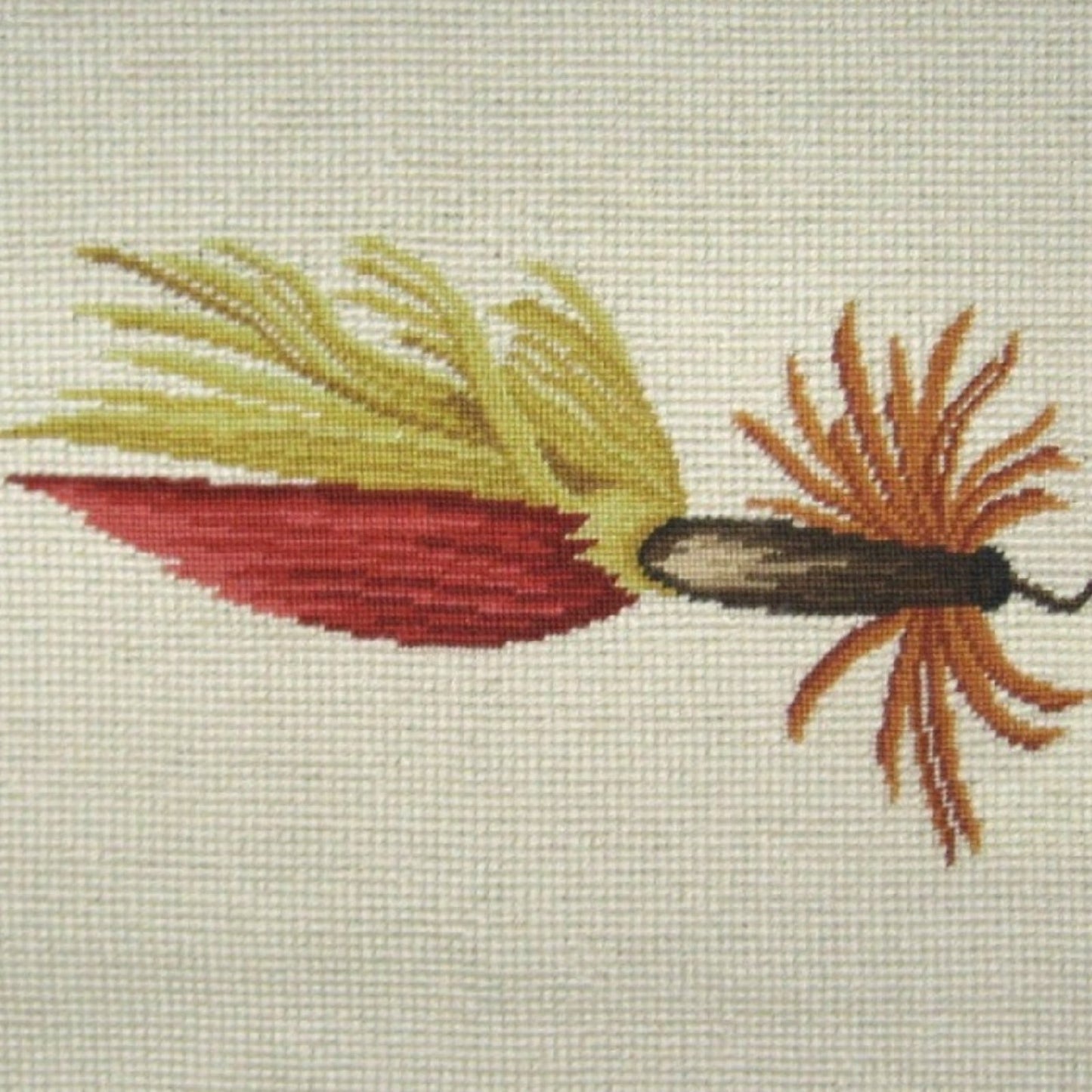 Handmade Wool Needlepoint Pillow Cover - Decorative Throw Cushion Cover - Vintage Floral Embroidery Design Fienst  red-yellow fish-hook