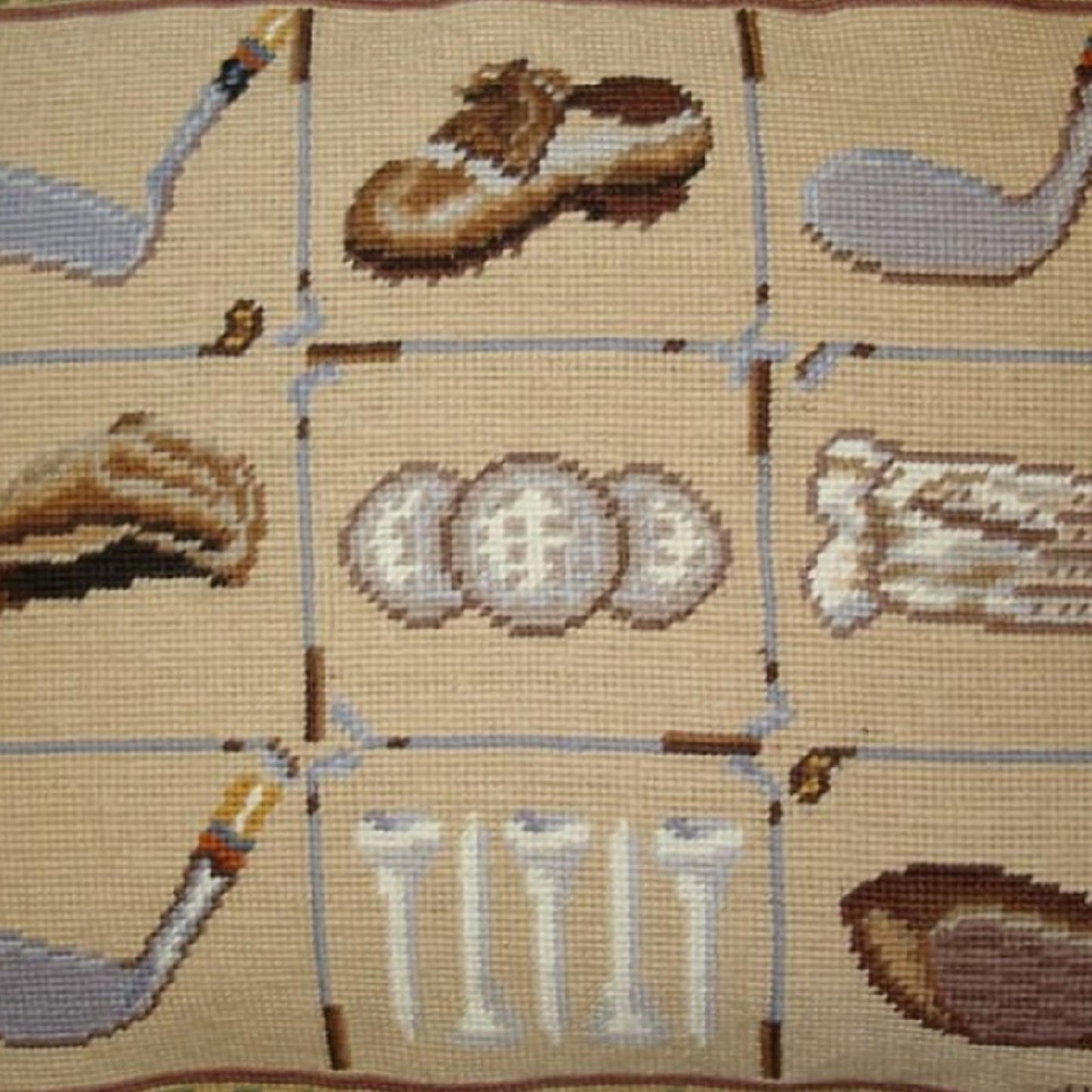 Handmade Wool Needlepoint Pillow Cover - Decorative Throw Cushion Cover - Vintage Floral Embroidery Design James Wienss designThe art of golf, &