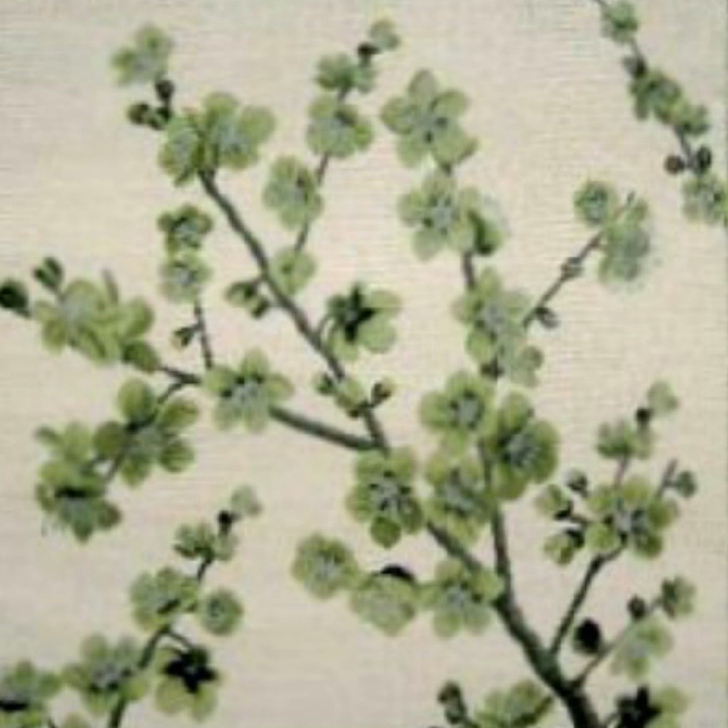 Handmade Wool Needlepoint Pillow Cover - Decorative Throw Cushion Cover - Vintage Floral Embroidery Design  green blooming plums with tassels