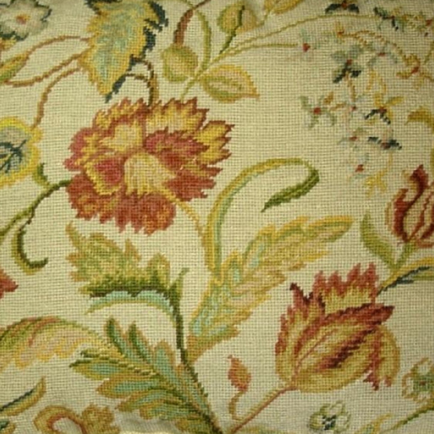 Handmade Wool Needlepoint Pillow Cover - Decorative Throw Cushion Cover - Vintage Floral Embroidery Design floral with tassels