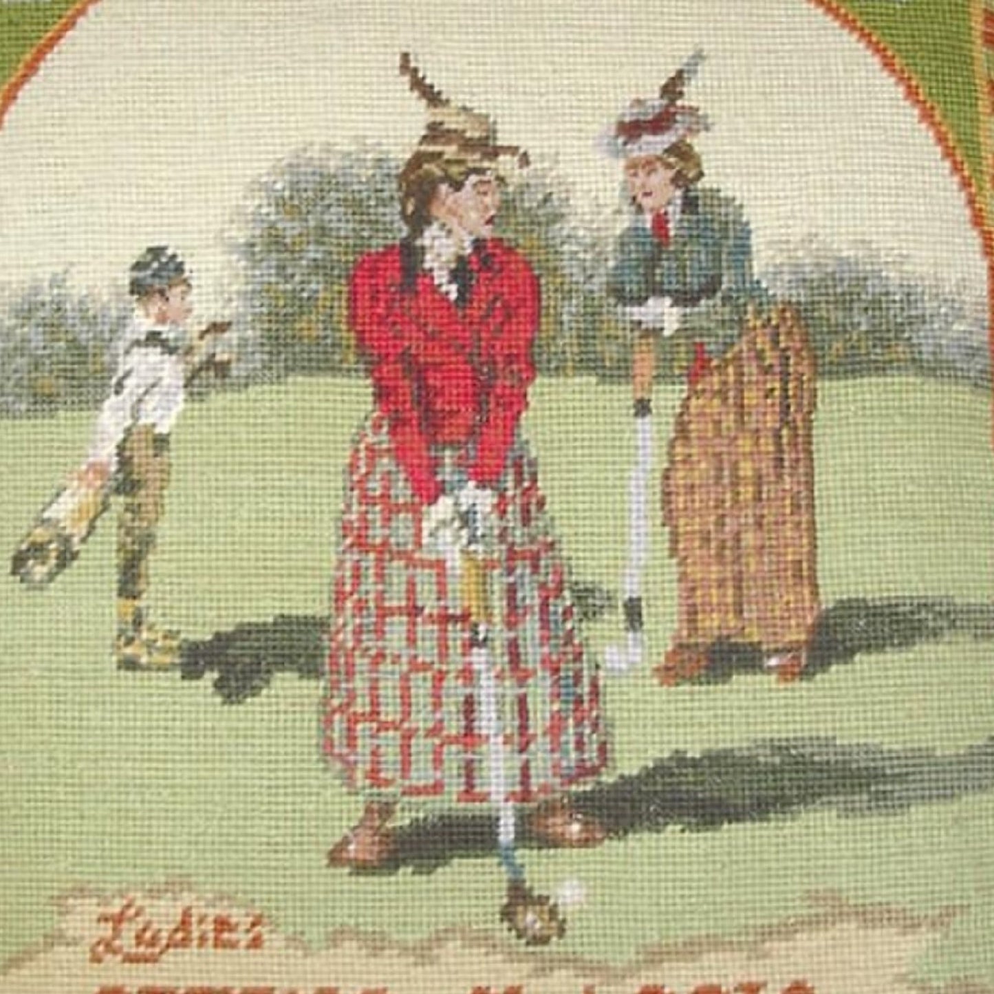 Handmade Wool Needlepoint Pillow Cover - Decorative Throw Cushion Cover - Vintage Floral Embroidery Design James Wiens Spring Classic women golf