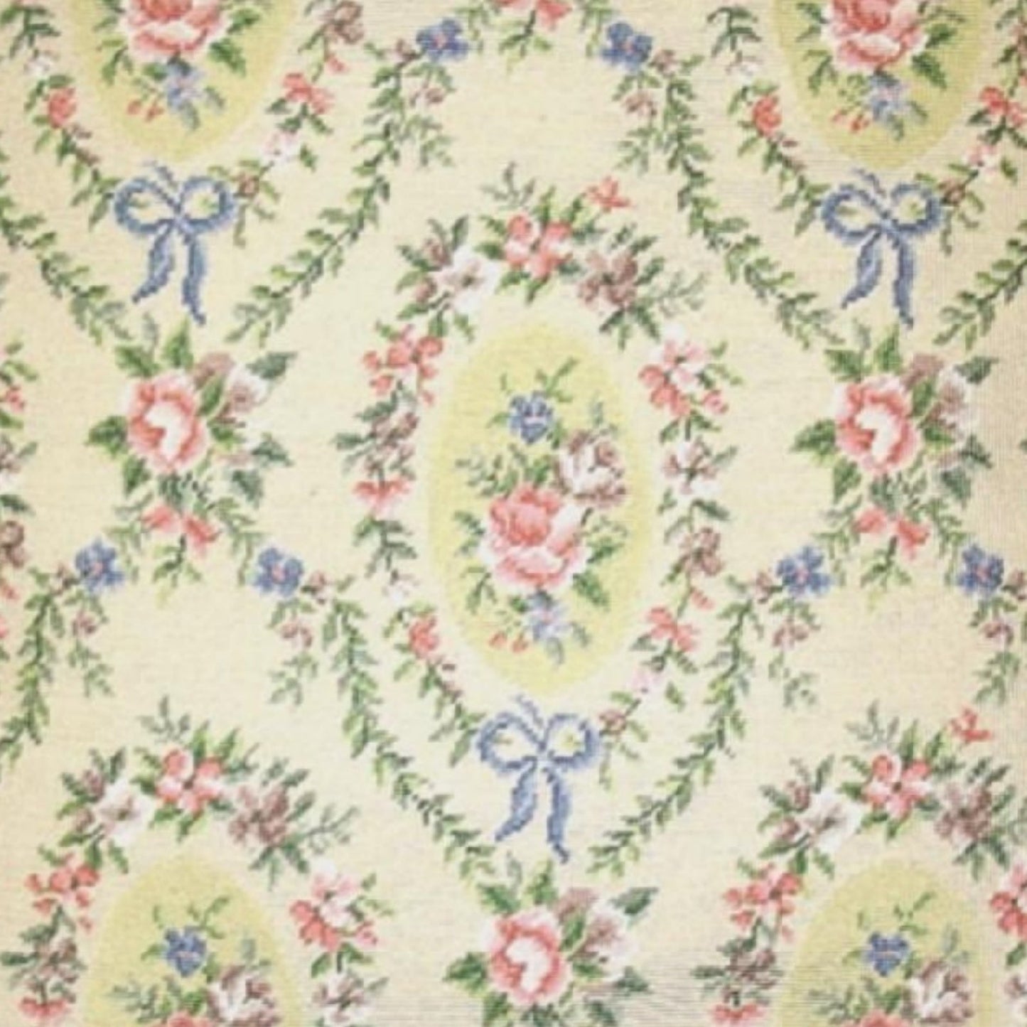 Handmade Wool Needlepoint Pillow Cover - Decorative Throw Cushion Cover - Vintage Floral Embroidery Design  oval shape roses in the leave frame with 2 tone green tassel