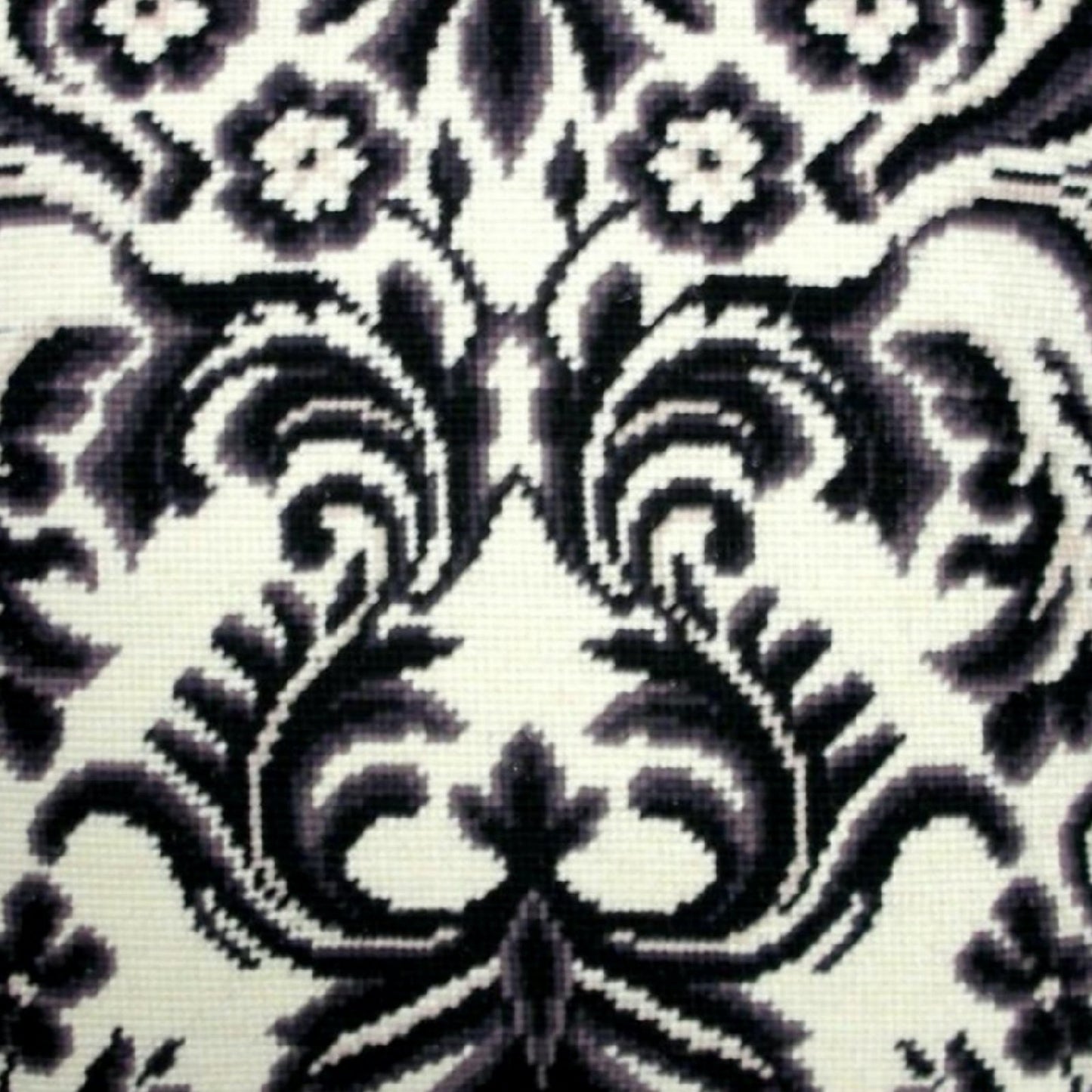 Handmade Wool Needlepoint Pillow Cover - Decorative Throw Cushion Cover - Vintage Floral Embroidery Design b/w floral deisgn with 2 color cording