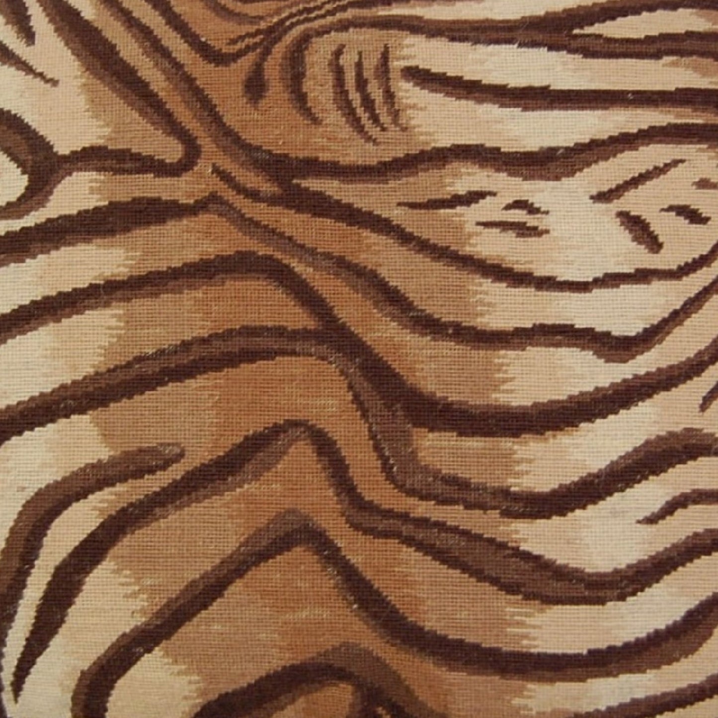 Handmade Wool Needlepoint Pillow Cover - Decorative Throw Cushion Cover - Vintage Floral Embroidery Design  Tiger animal print with 3 color tassel