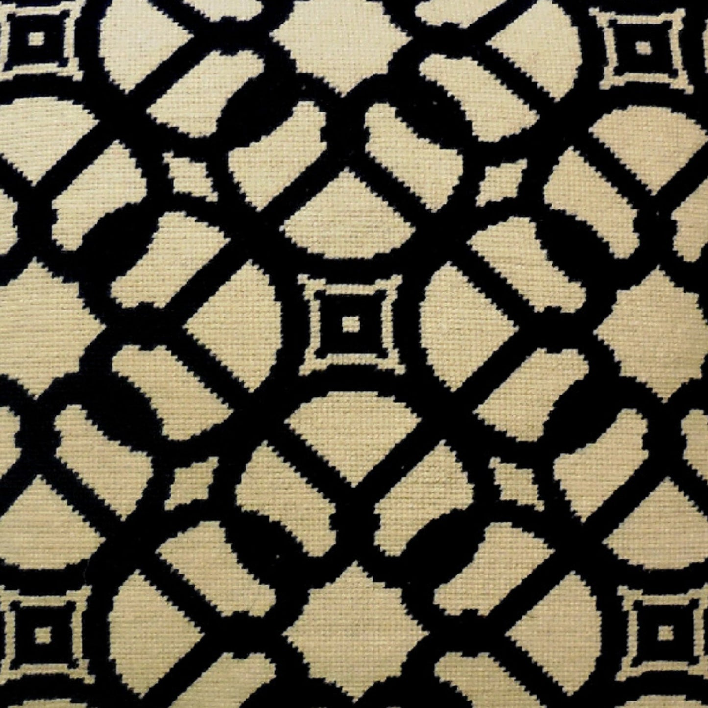 Handmade Wool Needlepoint Pillow Cover - Decorative Throw Cushion Cover - Vintage Floral Embroidery Design color black window designs checker cording