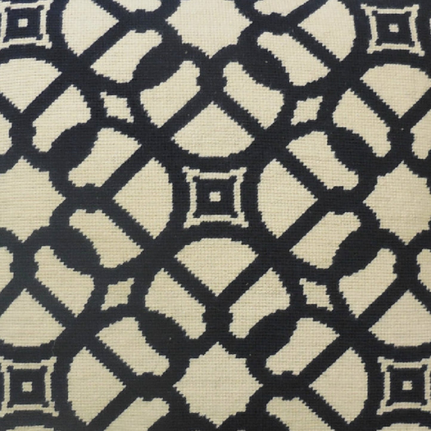 Handmade Wool Needlepoint Pillow Cover - Decorative Throw Cushion Cover - Vintage Floral Embroidery Design navy blue window designs checker cording