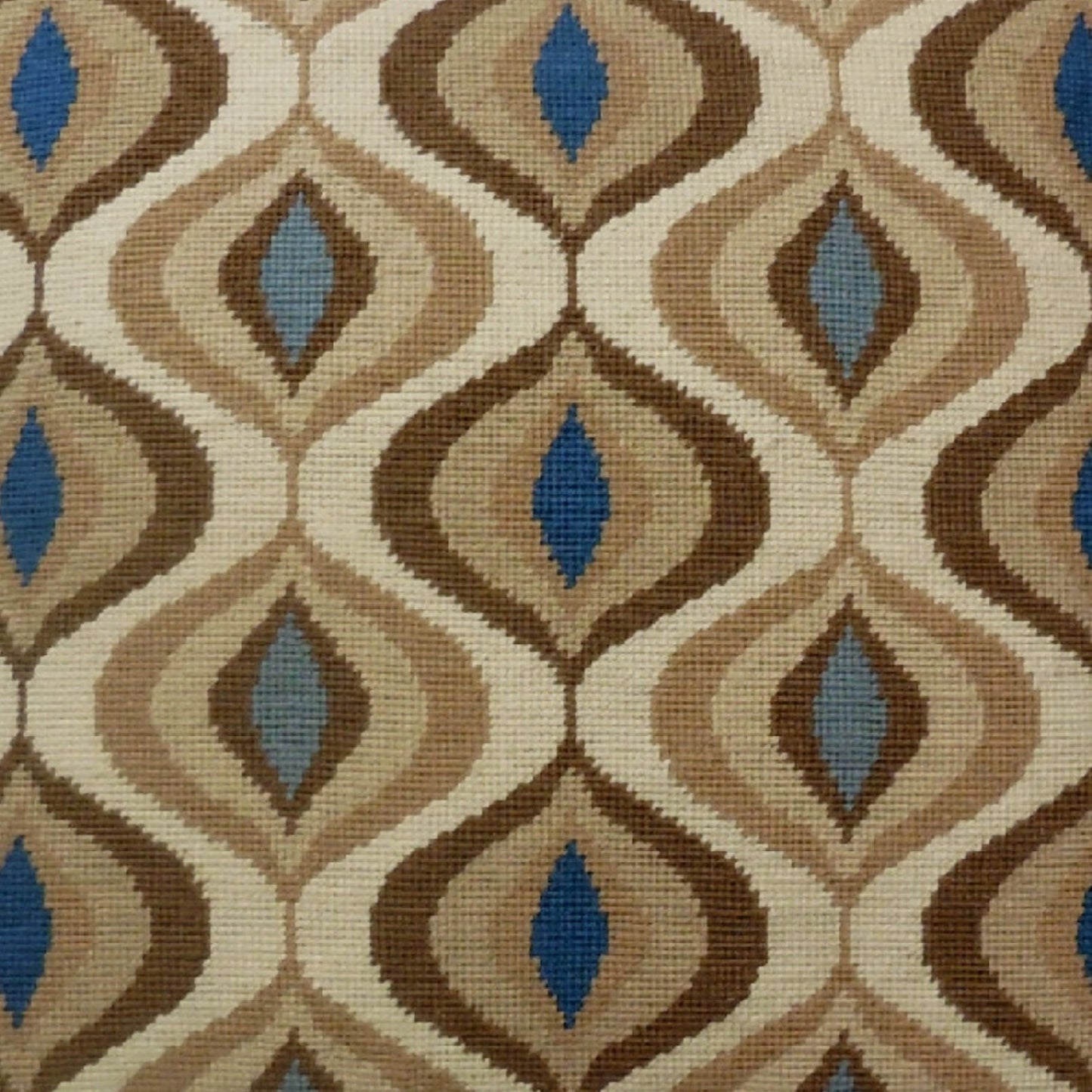 Handmade Wool Needlepoint Pillow Cover - Decorative Throw Cushion Cover - Vintage Floral Embroidery Design brown water drop pattern with checker cording