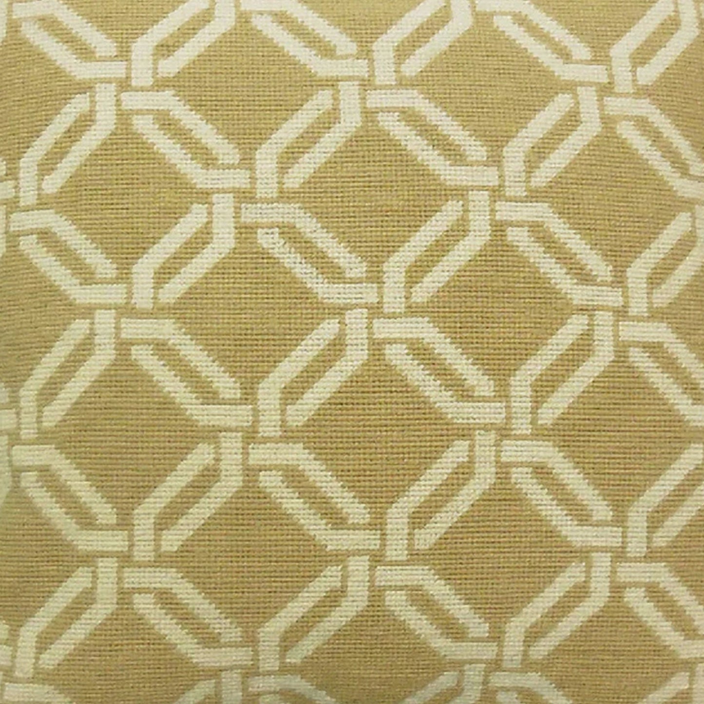 Handmade Wool Needlepoint Pillow Cover - Decorative Throw Cushion Cover - Vintage Floral Embroidery Design chain square in yellow checker cording