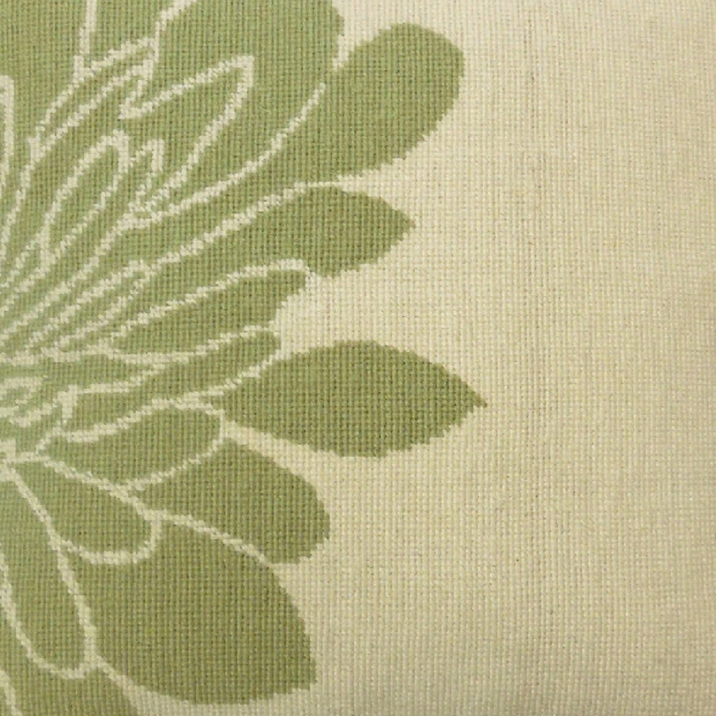 Handmade Wool Needlepoint Pillow Cover - Decorative Throw Cushion Cover - Vintage Floral Embroidery Design green half flower off-white back checker cording
