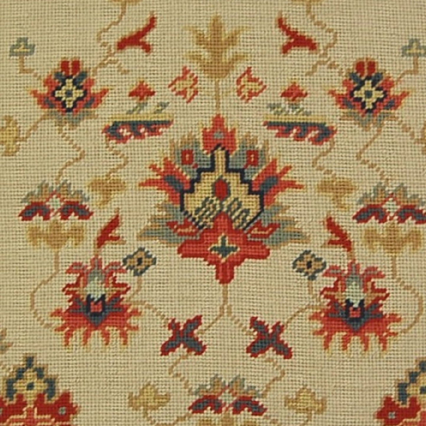 Handmade Wool Needlepoint Pillow Cover - Decorative Throw Cushion Cover - Vintage Floral Embroidery Design Turkish gold/red designs with gold tassels