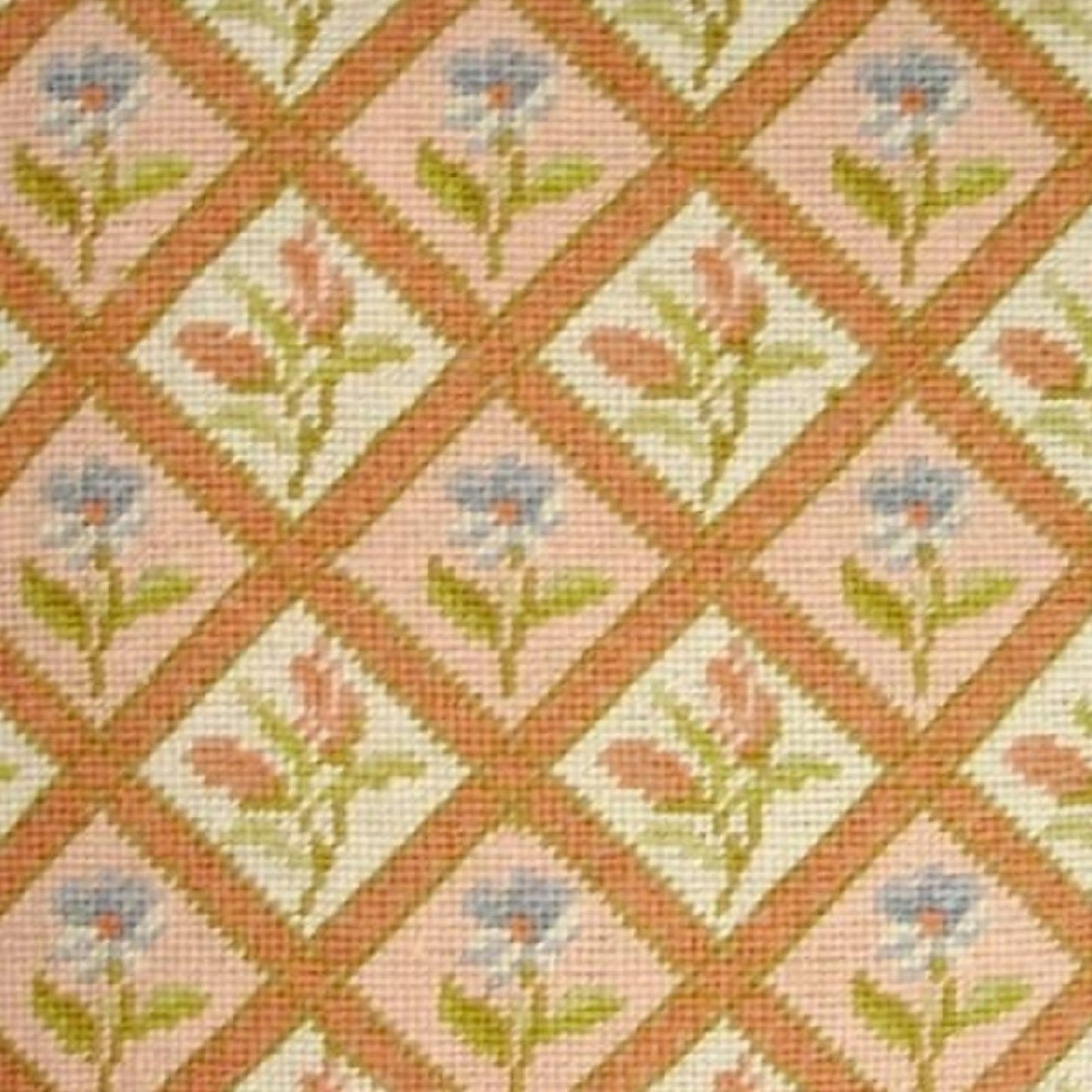 Handmade Wool Needlepoint Pillow Cover - Decorative Throw Cushion Cover - Vintage Floral Embroidery Design IVV