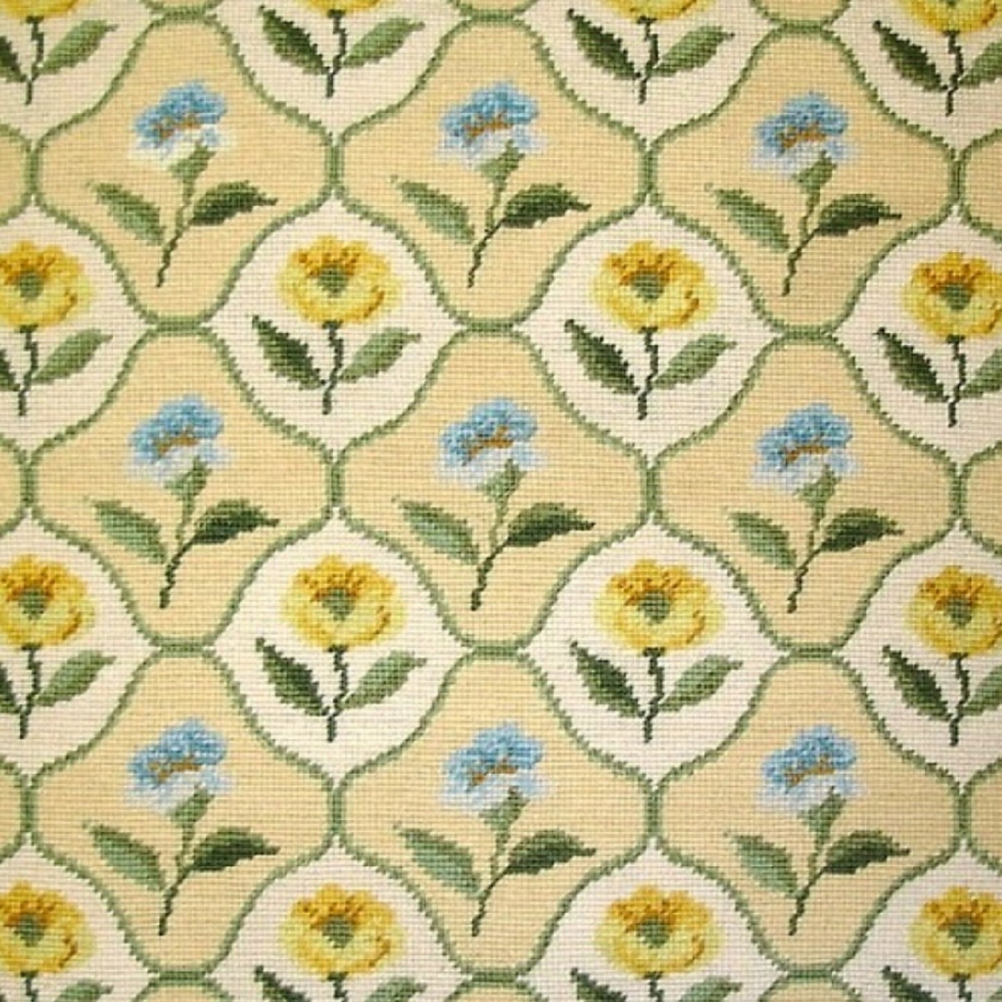 Handmade Wool Needlepoint Pillow Cover - Decorative Throw Cushion Cover - Vintage Floral Embroidery Design IIVV