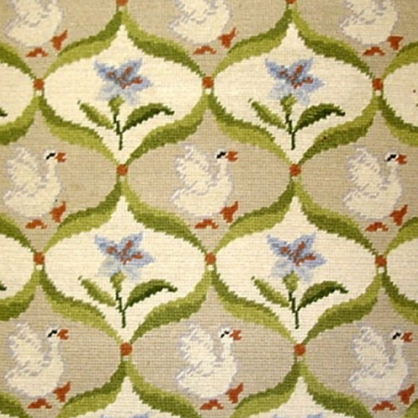 Handmade Wool Needlepoint Pillow Cover - Decorative Throw Cushion Cover - Vintage Floral Embroidery Design IIIVV