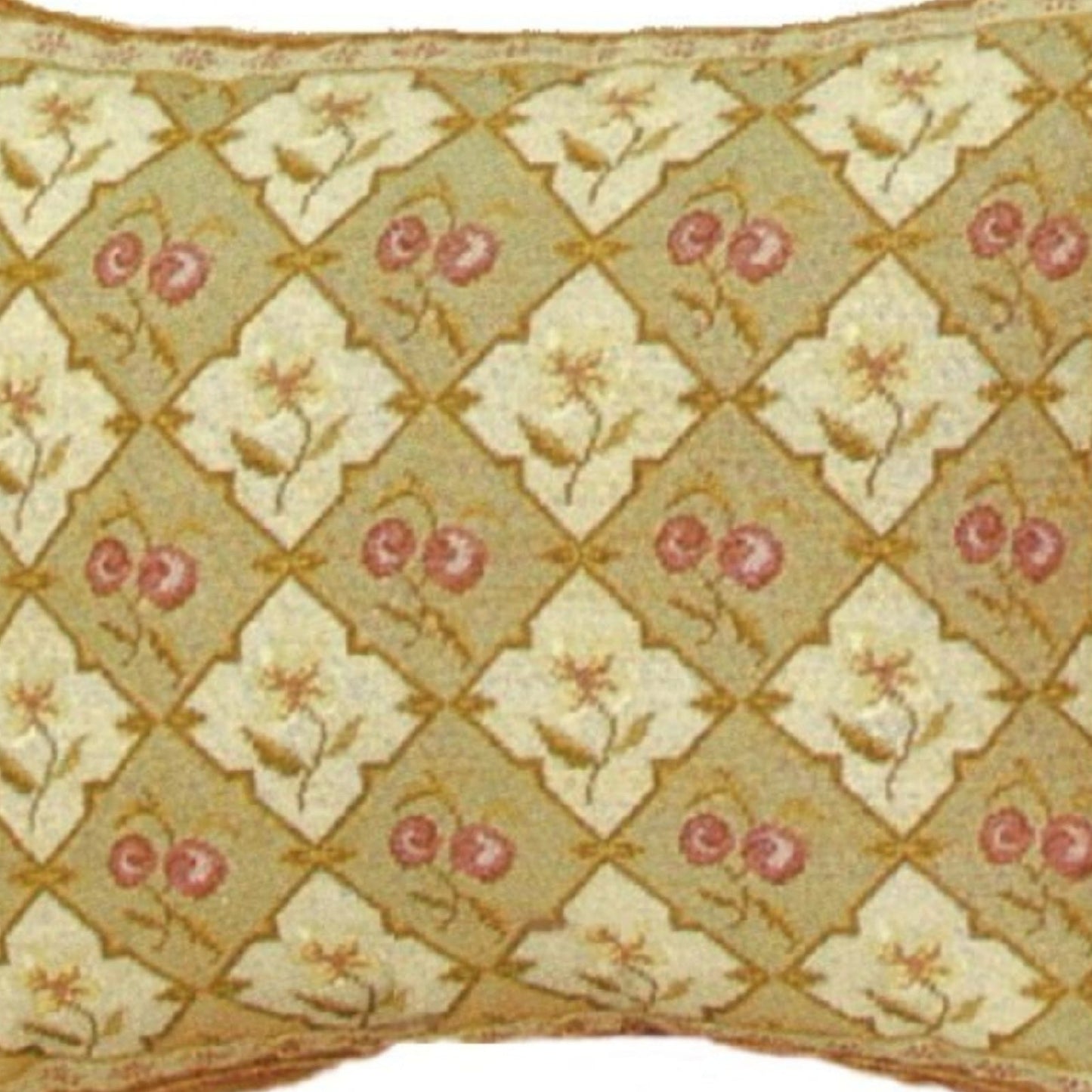 Handmade Wool Needlepoint Pillow Cover - Decorative Throw Cushion Cover - Vintage Floral Embroidery Design All  cherry