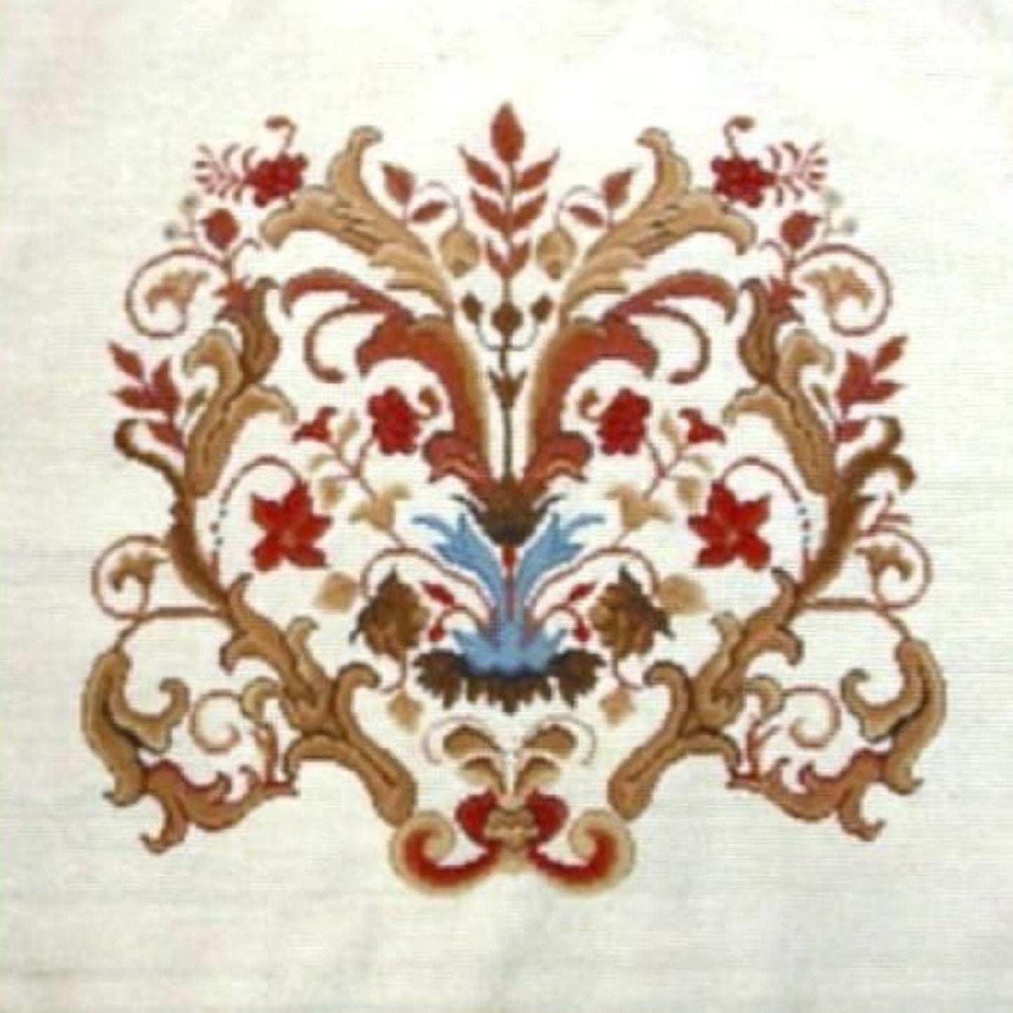 Handmade Wool Needlepoint Pillow Cover - Decorative Throw Cushion Cover - Vintage Floral Embroidery Design  floral with tassel