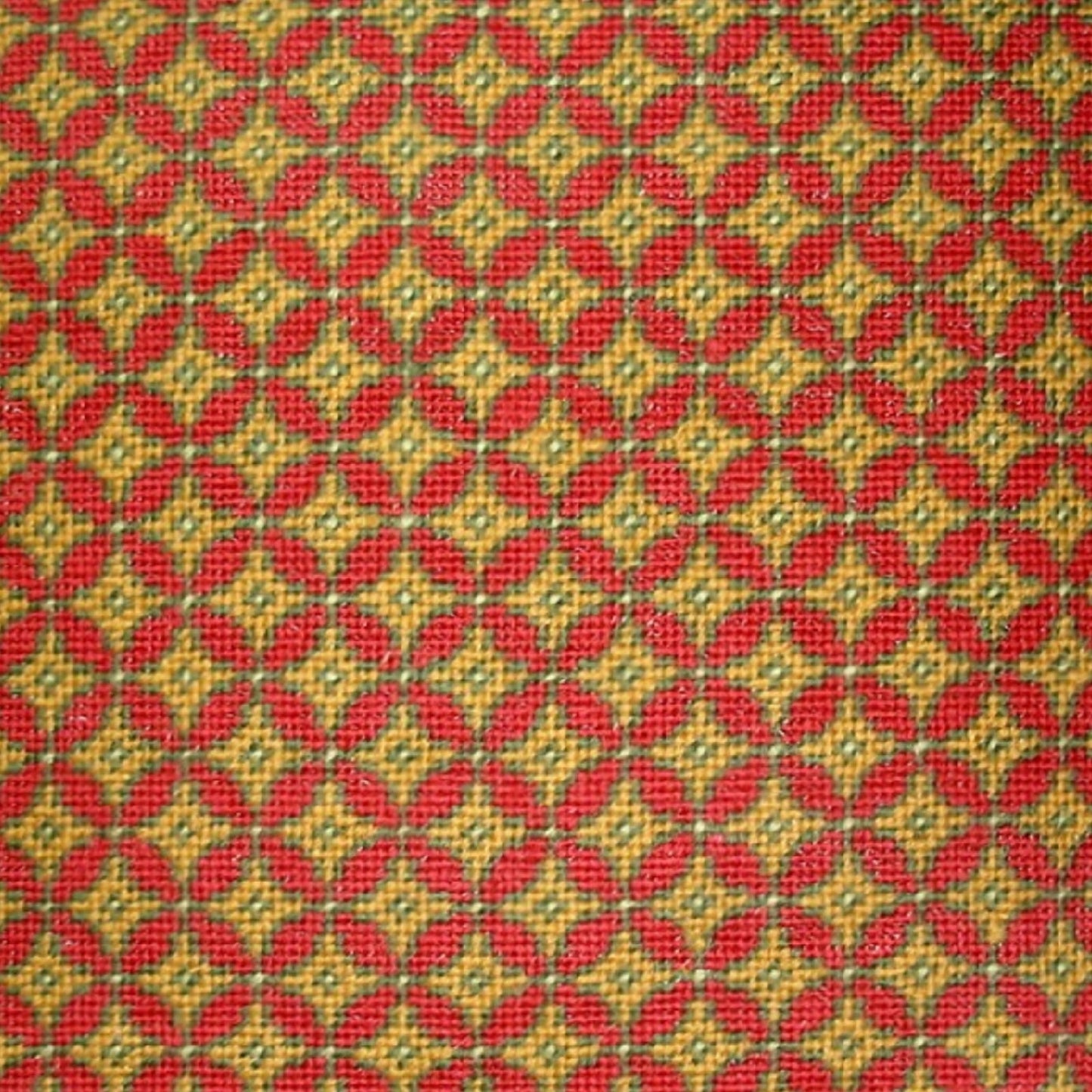 Handmade Wool Needlepoint Pillow Cover - Decorative Throw Cushion Cover - Vintage Floral Embroidery Design checkers in shade of rich gold, red, green