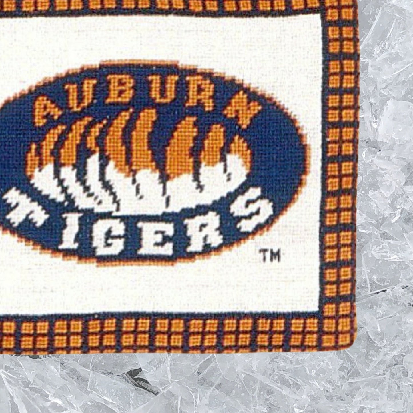 Handmade Wool Needlepoint Pillow Cover - Decorative Throw Cushion Cover - Vintage Floral Embroidery Design Auburn Tigers