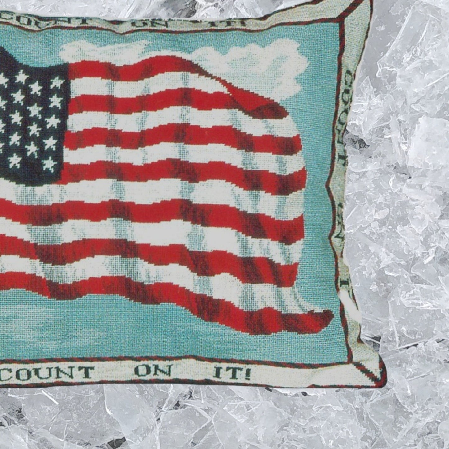 Handmade Wool Needlepoint Pillow Cover - Decorative Throw Cushion Cover - Vintage Floral Embroidery Design  USA flag withCount On It