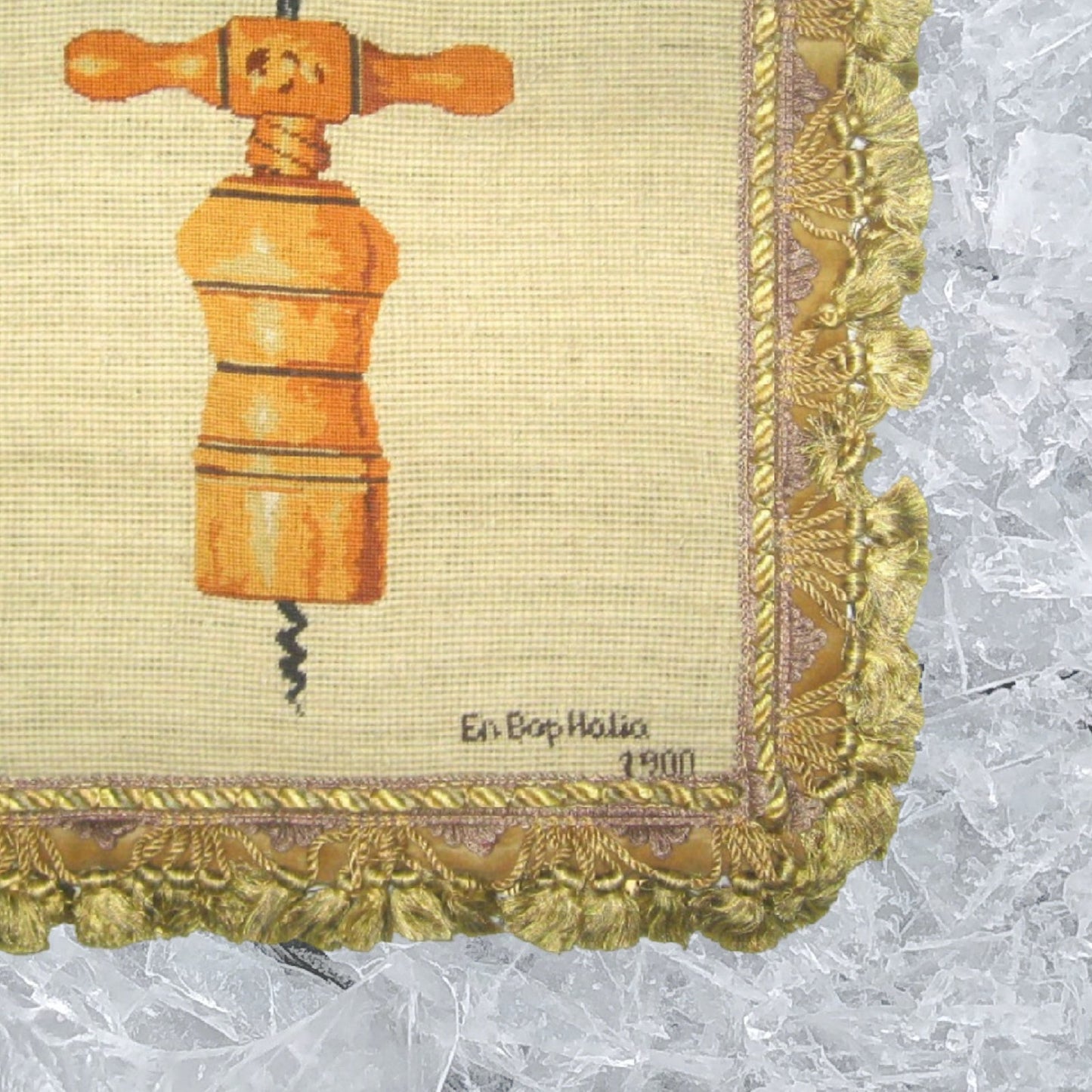 Handmade Wool Needlepoint Pillow Cover - Decorative Throw Cushion Cover - Vintage Floral Embroidery Design En Boy, Italia with 2 color tassel