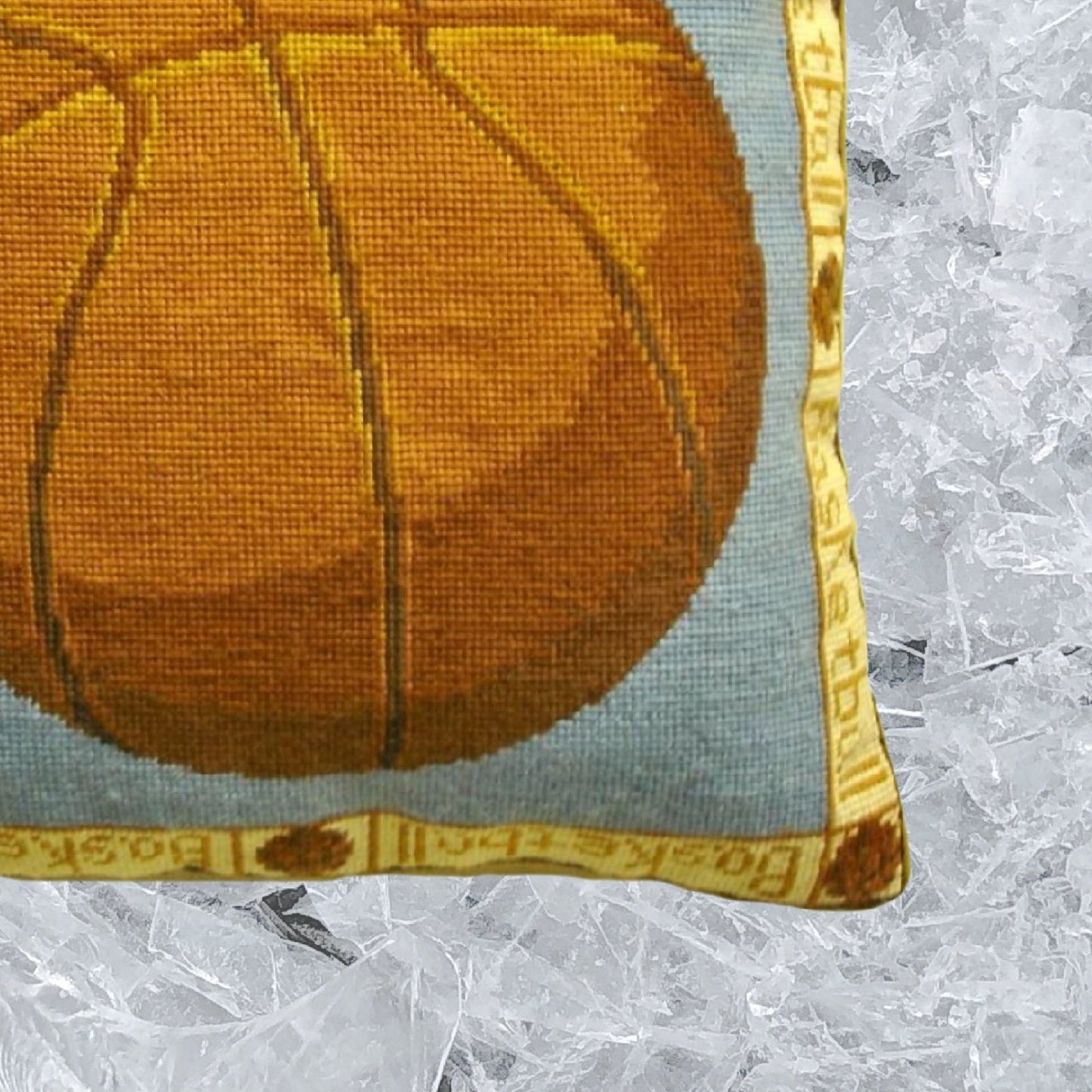 Handmade Wool Needlepoint Pillow Cover - Decorative Throw Cushion Cover - Vintage Floral Embroidery Design basketball