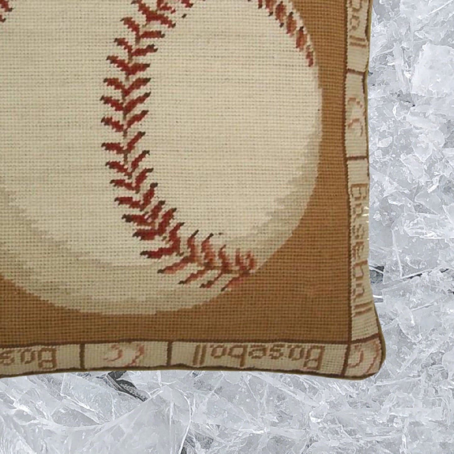 Handmade Wool Needlepoint Pillow Cover - Decorative Throw Cushion Cover - Vintage Floral Embroidery Design baseball