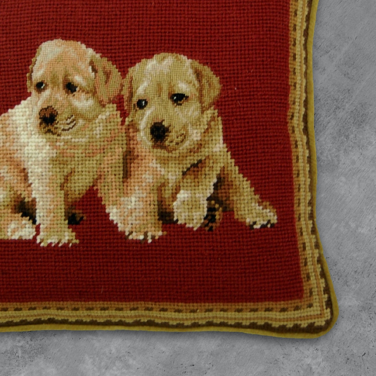 Handmade Wool Needlepoint Pillow Cover - Decorative Throw Cushion Cover - Vintage Floral Embroidery Design on 2 pappies head rest grosspoint