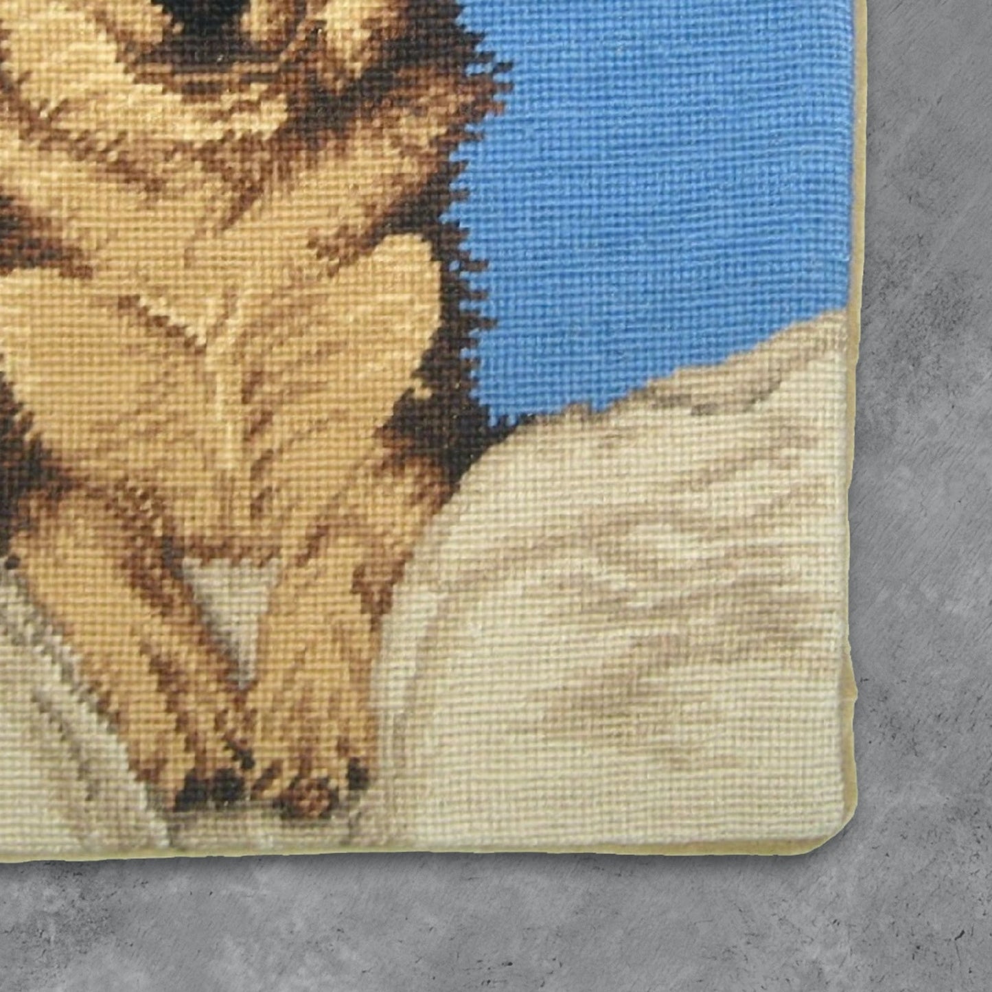 Handmade Wool Needlepoint Pillow Cover - Decorative Throw Cushion Cover - Vintage Floral Embroidery Design brown Husky
