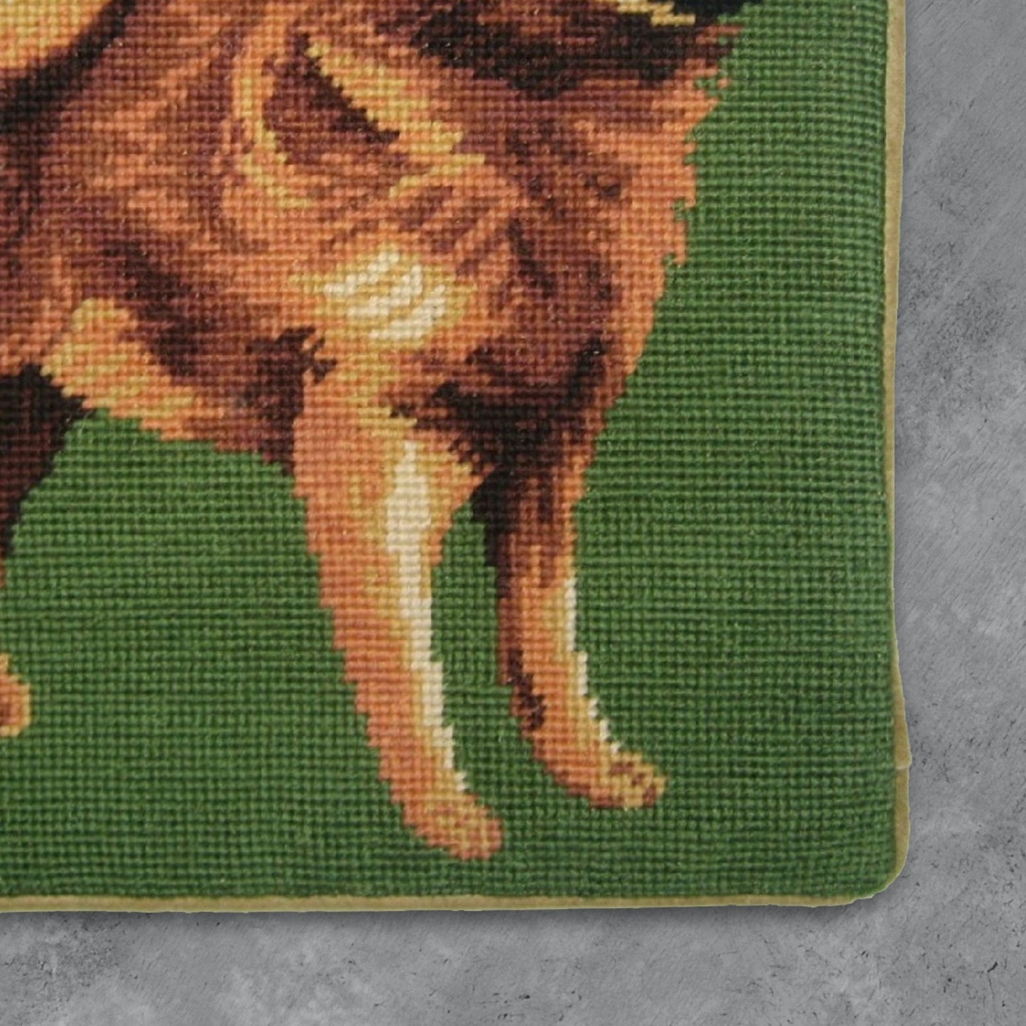 Handmade Wool Needlepoint Pillow Cover - Decorative Throw Cushion Cover - Vintage Floral Embroidery Design Finnish Spitz