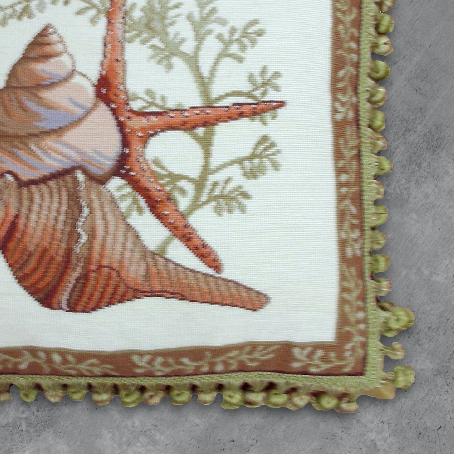 Handmade Wool Needlepoint Pillow Cover - Decorative Throw Cushion Cover - Vintage Floral Embroidery Design  Wendy Russells shell -2 with tassel