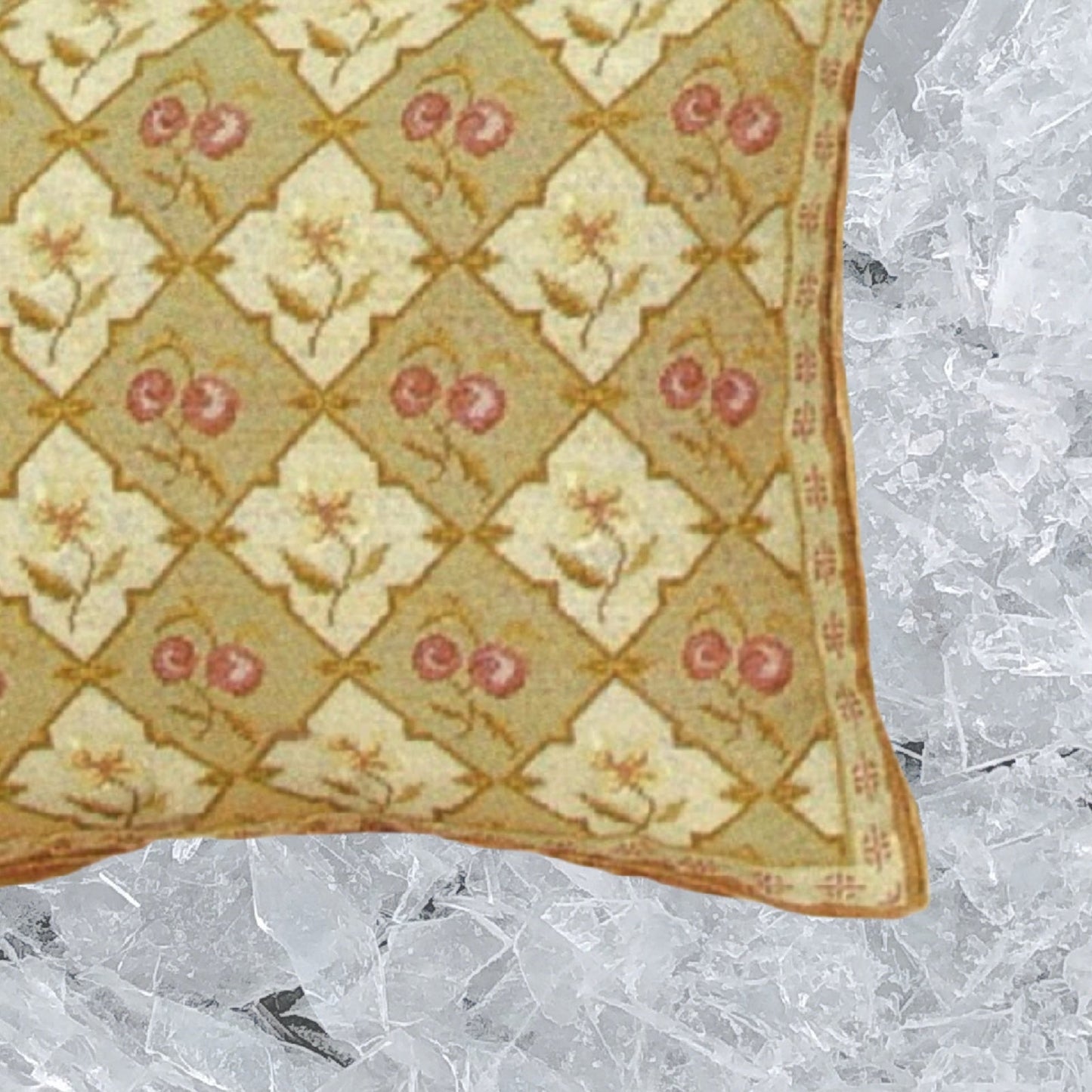 Handmade Wool Needlepoint Pillow Cover - Decorative Throw Cushion Cover - Vintage Floral Embroidery Design All  cherry