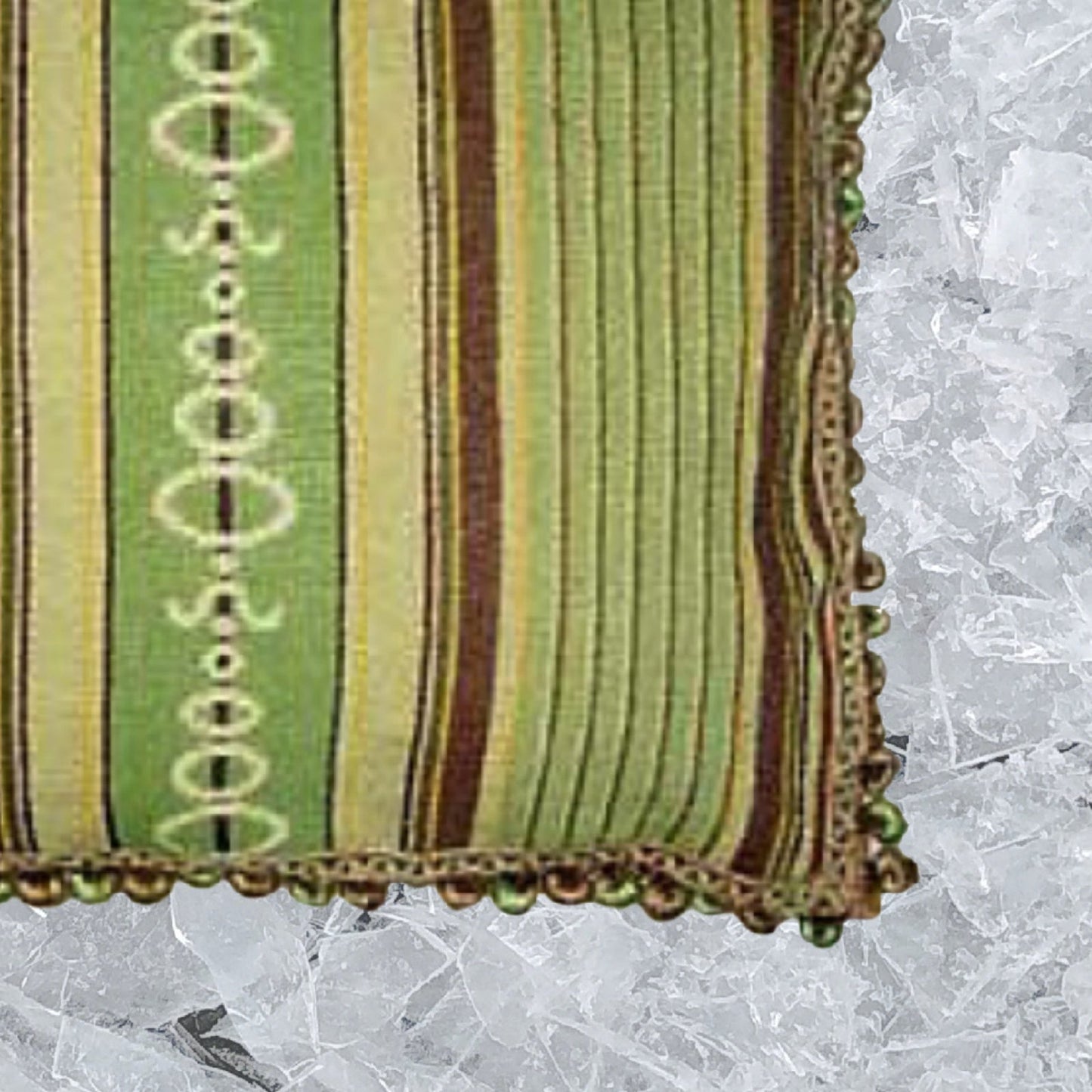 Handmade Wool Needlepoint Pillow Cover - Decorative Throw Cushion Cover - Vintage Floral Embroidery Design green/brown patten with 3 color tassels