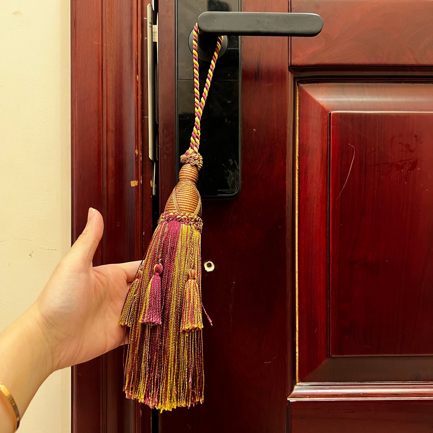1 Pack Elegant Long Decorative Tassel with Hanging Loop, 15 in Total Length – Luxury Curtain Tieback, Door Handle Ornament, and Home Décor Accessory E96145