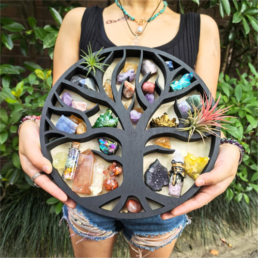 Tree of Life Crystal Shelf - Wooden Crystal Display Shelf for Healing Crystals, Spiritual Decor, Boho Decor, Witchy Room Decor