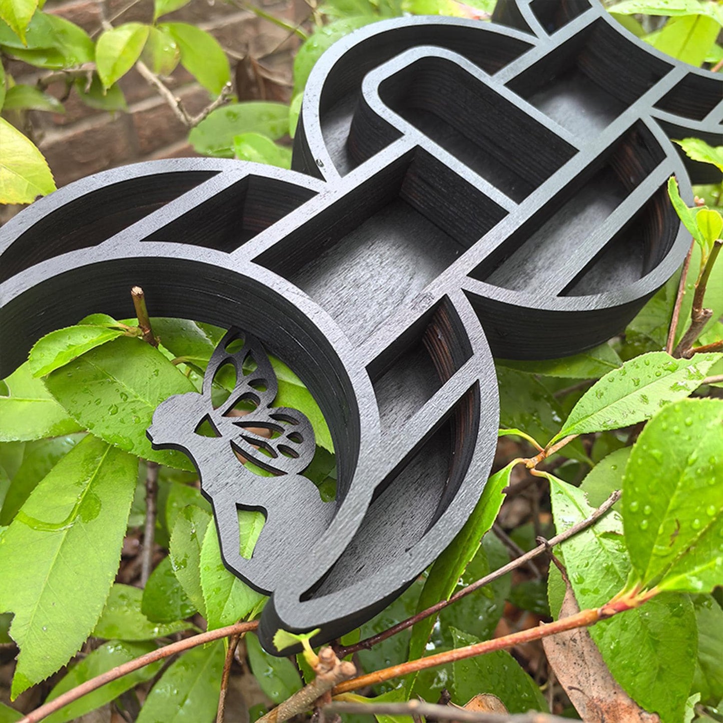 Triple Moon Shelf with Fairy Design - Crystal Display Shelf for Healing Crystals, Moon Decor, Witchy Room Decor, Spiritual Decor, Boho Decor