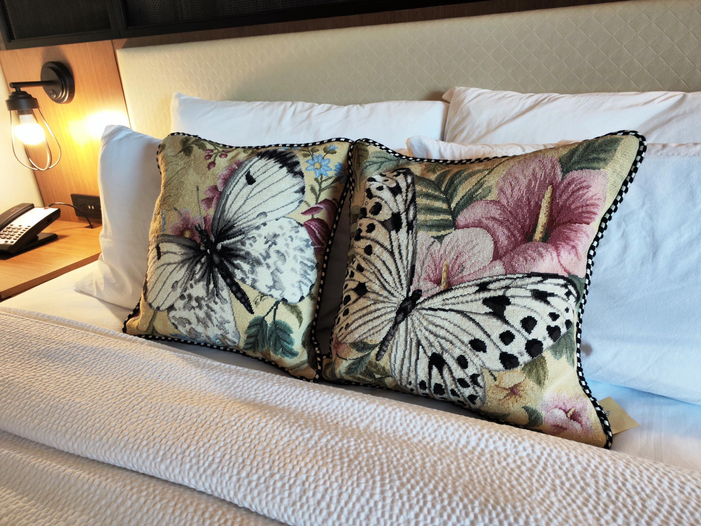 Handmade Wool Needlepoint Pillow Cover - Decorative Throw Cushion Cover - Vintage Floral Embroidery Design - 16x16  Pillow Cover