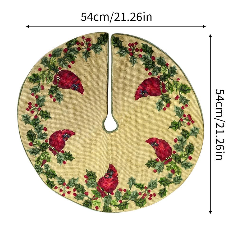 22-Inch 100% Wool Hand-Embroidered Christmas Tree Skirt – Luxury Handmade Holiday Decoration for Rustic, Farmhouse, Classic Christmas Décor